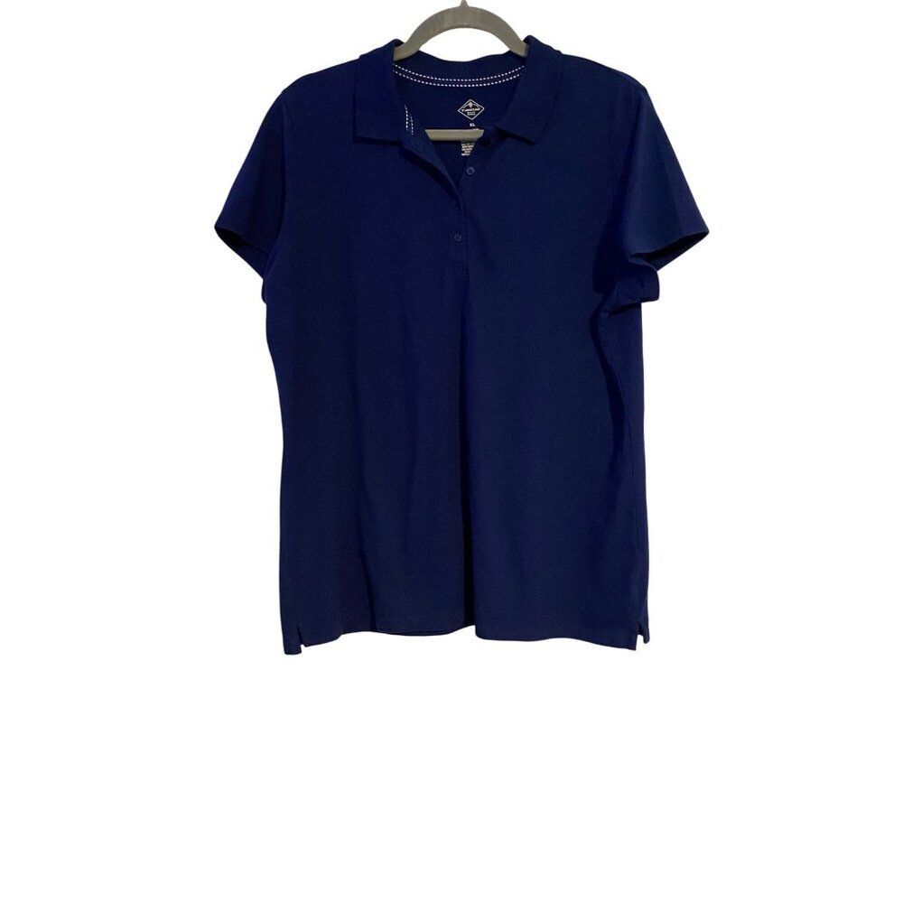 St. Johns Bay Women's Navy Polo Shirt XL  Short Sleeve Y2K Casual Preppy